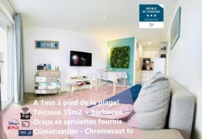 Les Néréides - T3 à 50m de la plage - Clim - Terrasse & BBQ - Wifi/Netflix